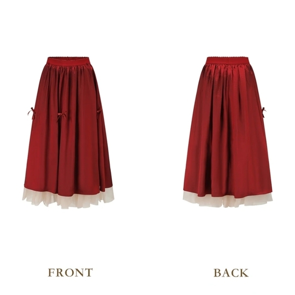 Lacemade Elegant Red Satin Skirt - Picture 4 of 5